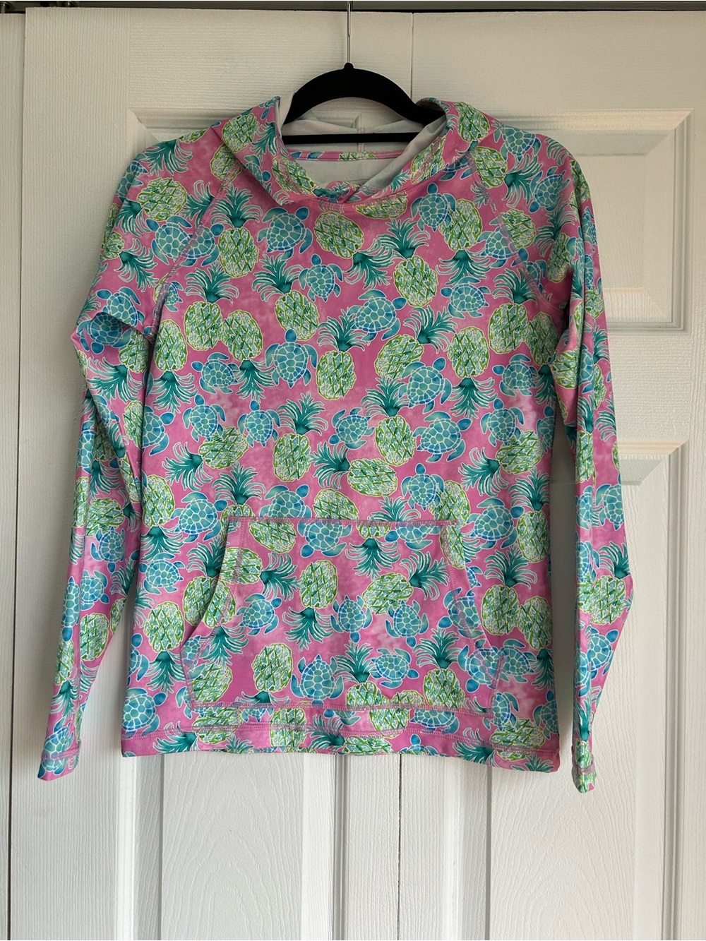 Turtle Pineapple Print Hooded Pullover Sun Shirt